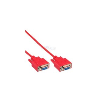 InLine® Serielles Nullmodemkabel 9pol. Bu. -> Bu. 3m rot Retail