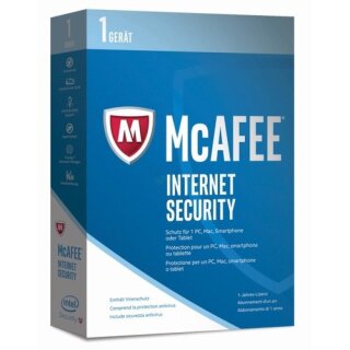 McAfee Internet Security 1 Gerät Vollversion PKC 1 Jahr (Code in a Box)