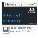 Bitdefender Internet Security 3 PCs Vollversion GreenIT 1...